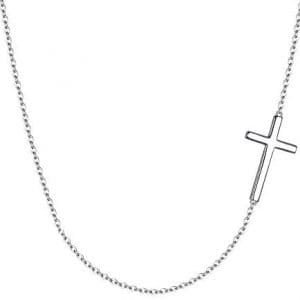 EVER FAITH 925 Sterling Silver Simple Sideways Cross Pendant Choker Necklace for Women, Girls