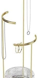 Umbra Tesora 3-Tier Jewelry Stand, Earring Holder, Accessory Organizer and Display, Glass/Brass