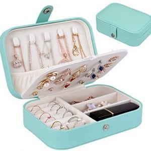 homchen Travel Jewelry Organiser Cases, Jewelry Storage Box for Necklace, Earrings, Rings, Bracelet (Box-Light Blue)