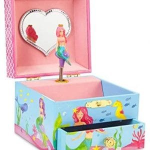 Jewelkeeper Mermaid Girl's Musical Jewelry Box, Underwater Design Pullout Drawer, Over The Waves Tune