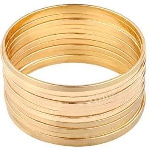 Nicole Miller New York Gold Multibangle Set of 12 Plain Matte Glossy Bangle Bracelets
