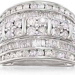 Ross-Simons 2.00 ct. t.w. Baguette and Round Diamond Multi-Row Ring in Sterling Silver For Women