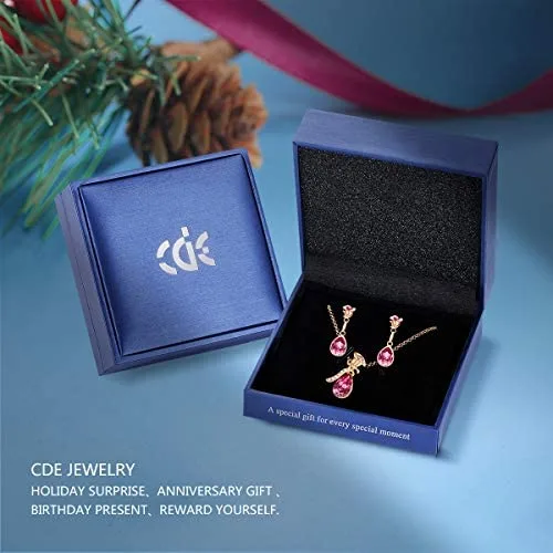 CDE Rose Flower Jewelry Set for Women Rose Gold /Rhodium Plated Earrings and Necklace Set Embellished with Crystals from Austria Christmas Jewel Gifts for Mom - Image 5