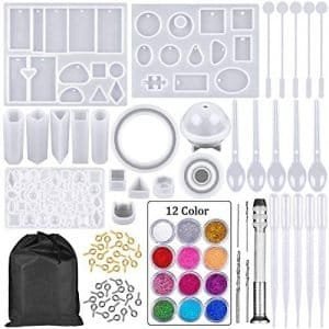 Kalolary 94 Pcs Silicone Casting Molds and Tools Set for DIY Jewelry Resin Craft Making