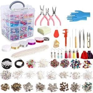 Jewelry Making Kit, 1960 pcs Jewelry Making Supplies Includes Jewelry Beads, Instructions, Findings, Wire for Bracelet, Necklace, Earrings Making, Great Gift for Girls and Adults by Inscraft